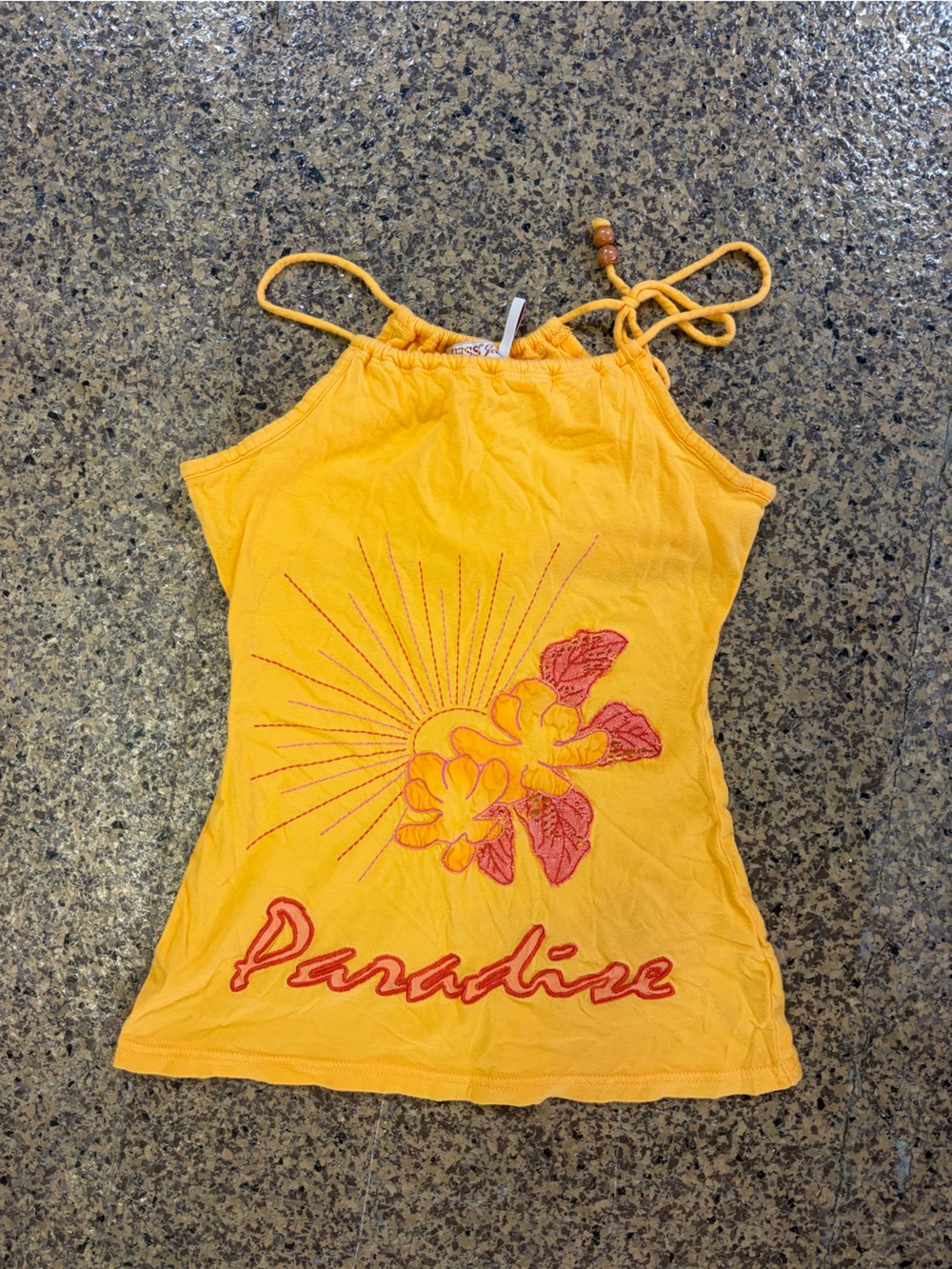 Y2K Guess Embroidered Floral Tie Neck Top XS